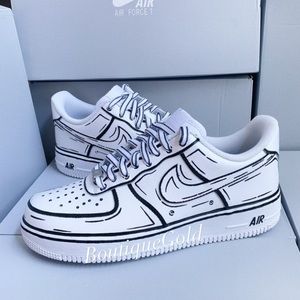 CUSTOMS Nike Air Force 1 Cartoon Pop Art Sketch